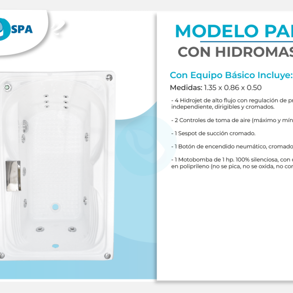 Tina modelo paris de 1.35 x 0.86 x 0.50 para 1 persona desde