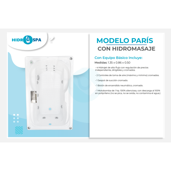 Tina modelo paris de 1.35 x 0.86 x 0.50 para 1 persona desde