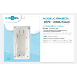Tina de hidromasaje francia de 1.52 x 0.75 x 0.47 para 1 persona Tina de hidromasaje francia de 1.52 x 0.75 x 0.47 para 1 persona
