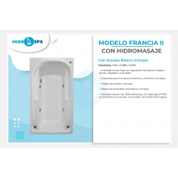 Tina de hidromasaje francia II de 1.52 x 0.86 x 0.50 para 1 persona Tina de hidromasaje francia II de 1.52 x 0.86 x 0.50 para 1 persona
