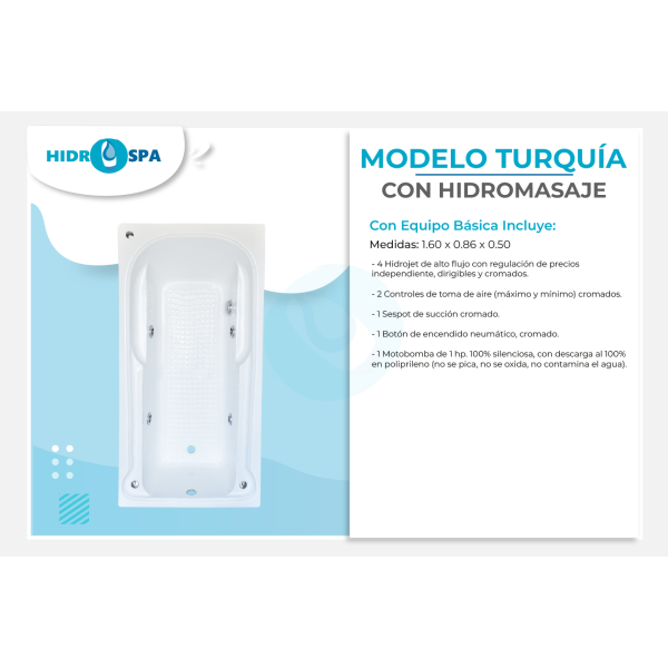 Tina modelo turquia de 1.60 x 0.86 x 0.50 para 1 persona desde
