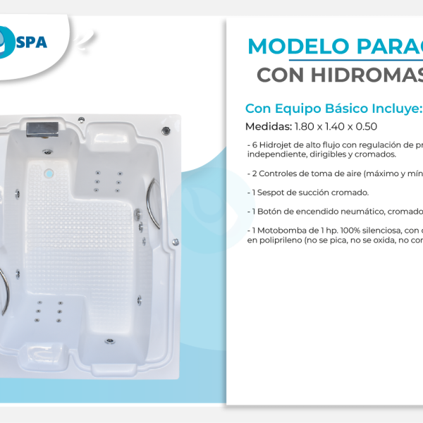 Tina de hidromasaje paraguay de 1.80 x 1.40 x 0.50 para 2 personas Tina de hidromasaje paraguay de 1.80 x 1.40 x 0.50 para 2 personas
