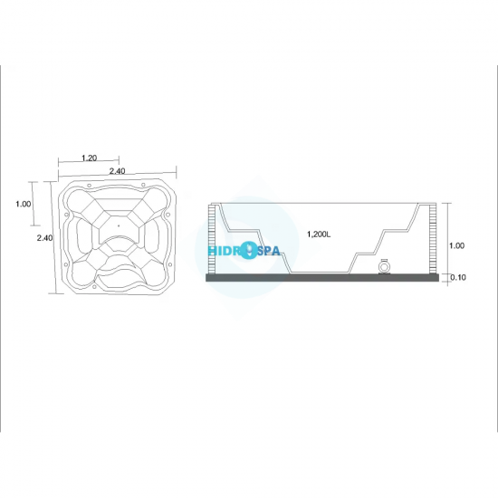 Spa tina de hidromasaje portugal de 2.40 x 2.40 x 1.00 para 8 personas